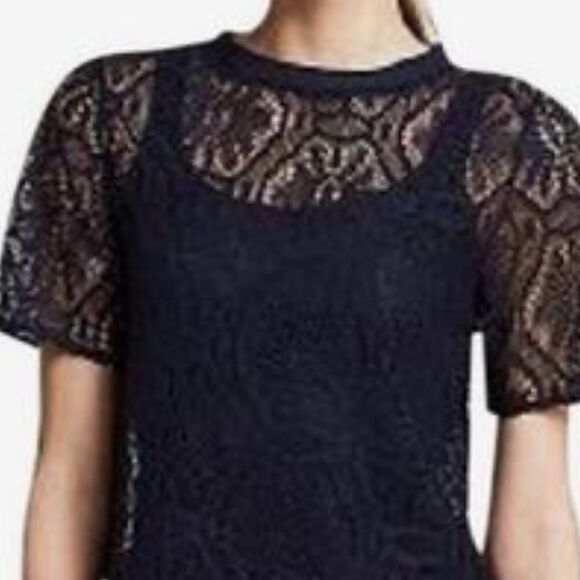 Banana Republic Crochet Navy Short Sleeve Top - Picture 7 of 11